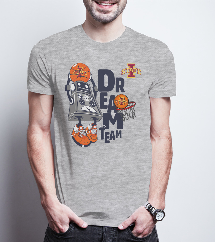 Lowa State Dream Team Basketball Robot And Hoop T-Shirt