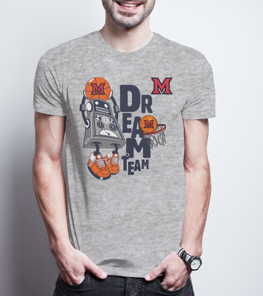 Miami Dream Team Robot Basketball M Logo T-Shirt