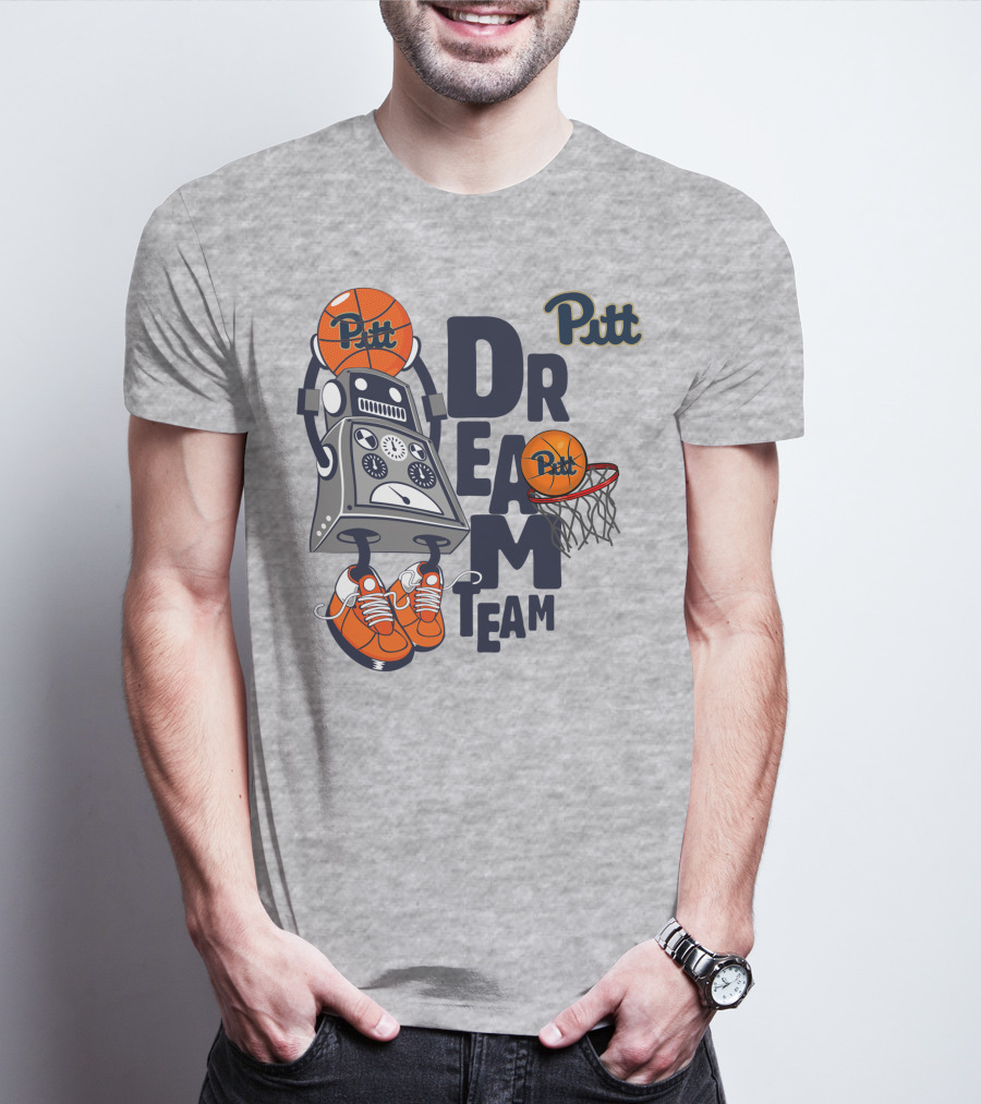 Pitt Basketball Robot Dream Team With Sneakers And Hoop T-Shirt