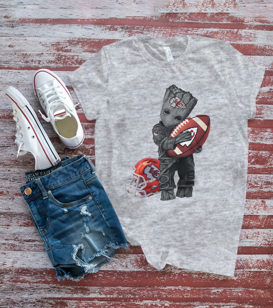 Kansas City Chiefs Baby Groot Football Helmet T-Shirt