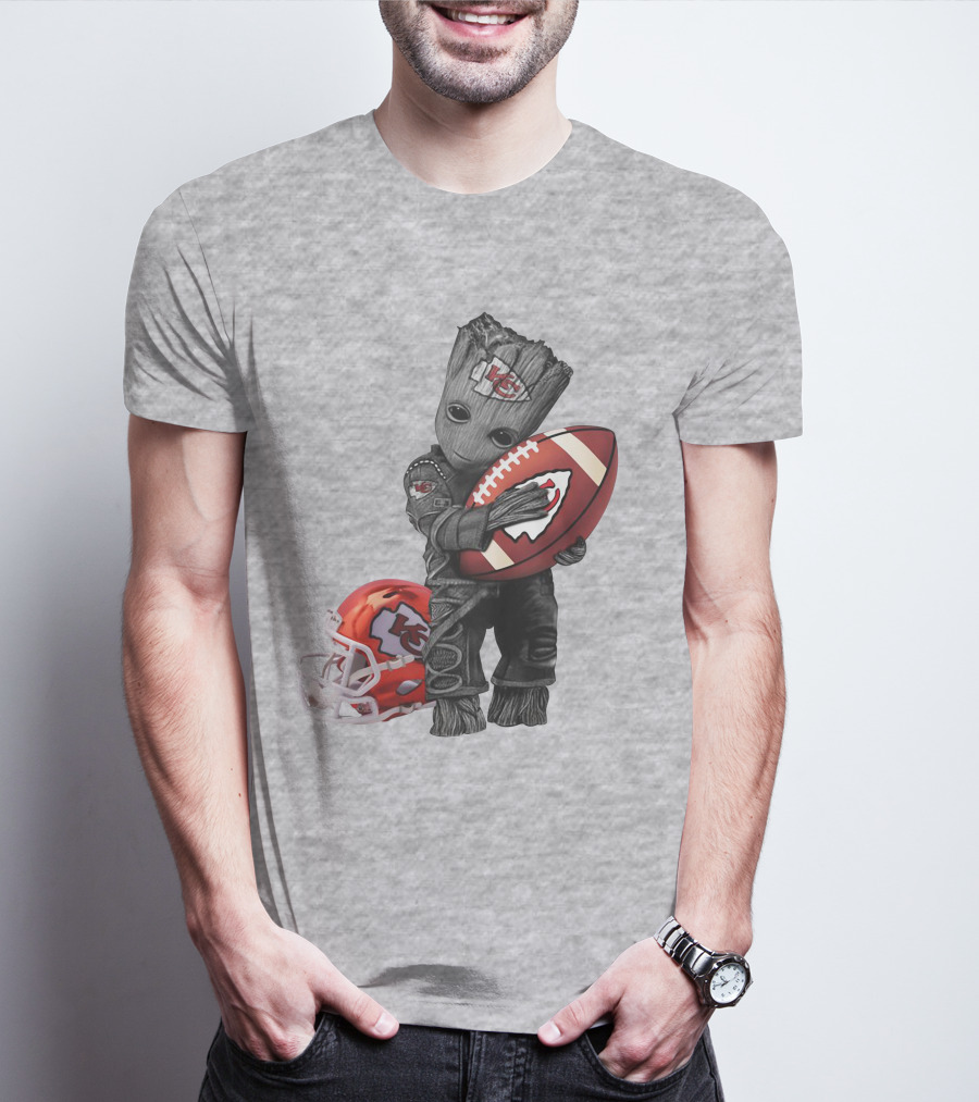 Kansas City Chiefs Baby Groot Football Helmet T-Shirt