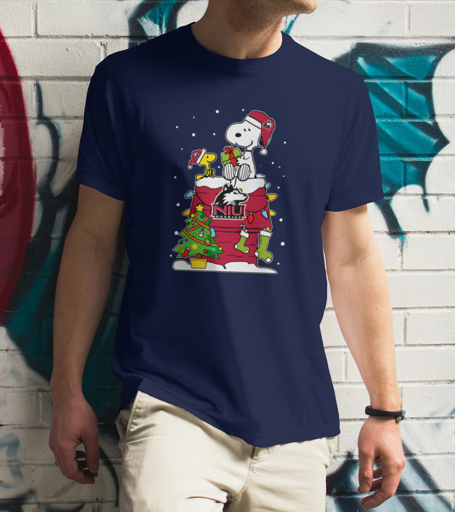 Northern Illinois Huskies Snoopy Woodstock Christmas Happy New Year T-Shirt