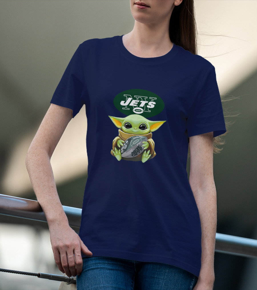 Jets Baby Yoda Holding Football New York T-Shirt