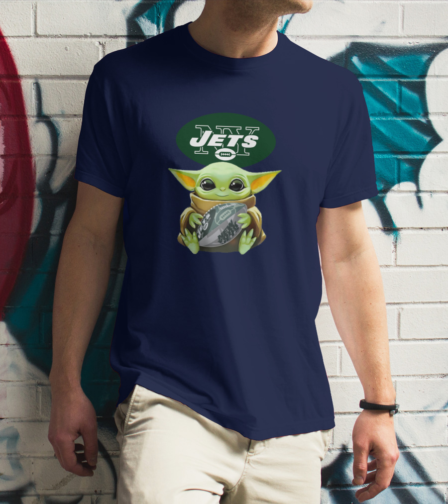 Jets Baby Yoda Holding Football New York T-Shirt