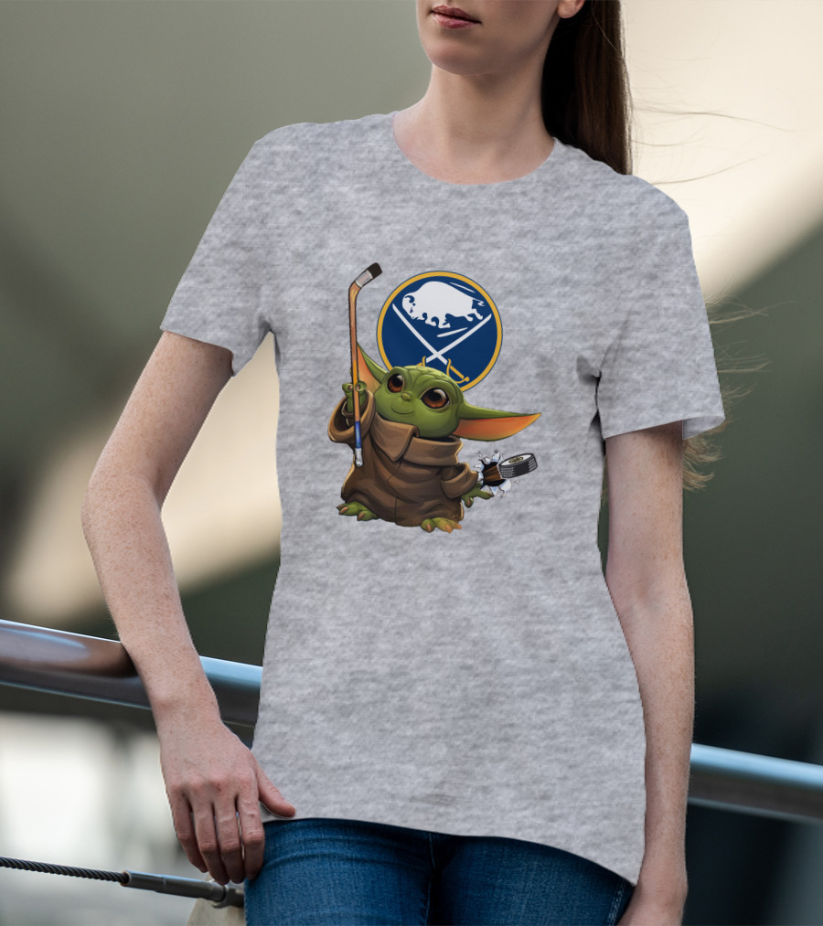 Buffalo Sabres Baby Yoda Hockey Stick And Puck T-Shirt