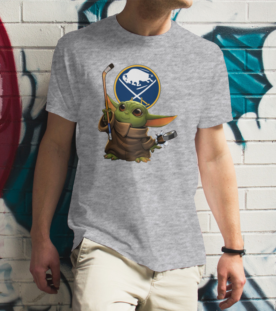 Buffalo Sabres Baby Yoda Hockey Stick And Puck T-Shirt