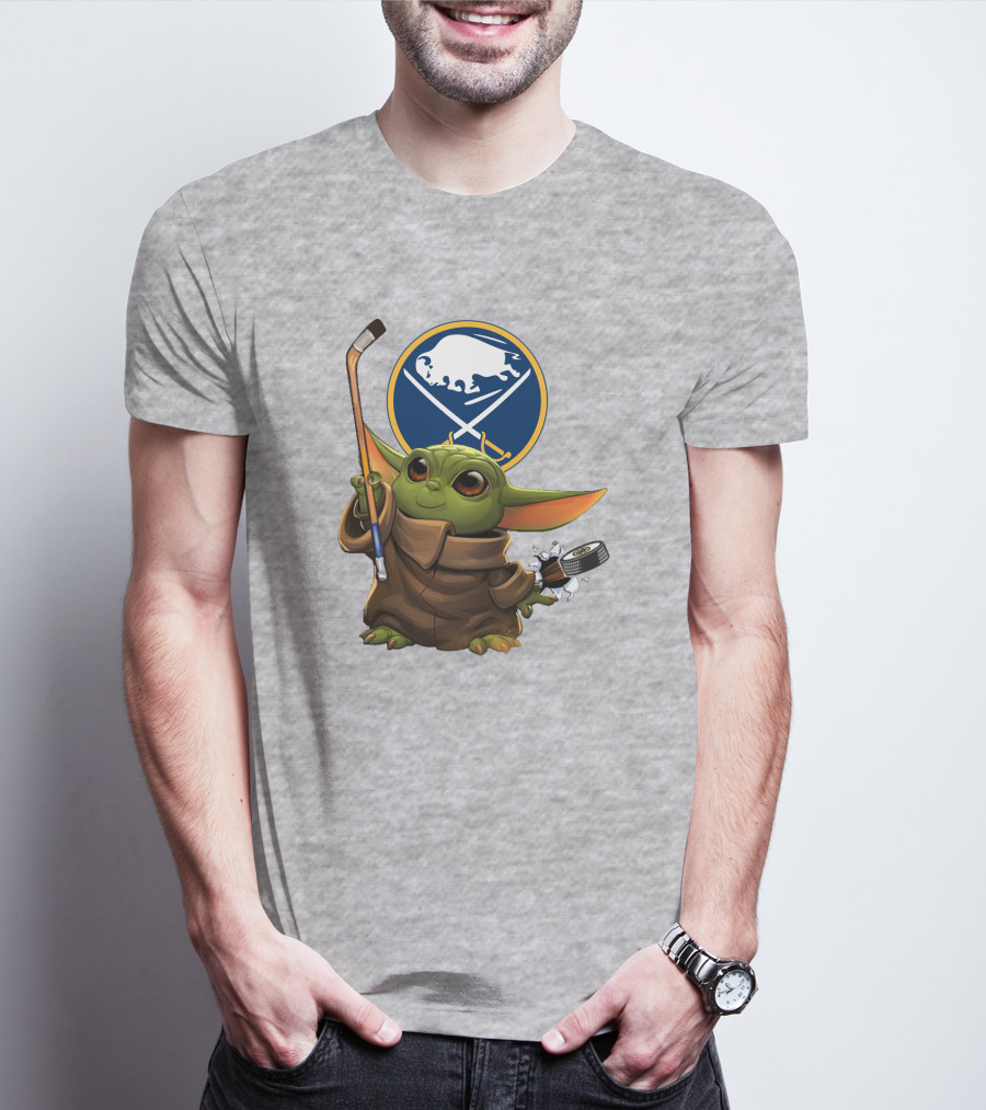 Buffalo Sabres Baby Yoda Hockey Stick And Puck T-Shirt