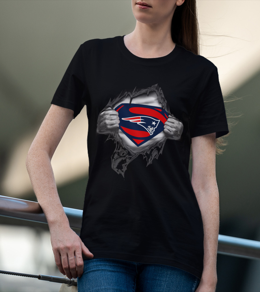 Patriots Superman Logo Fusion Official NFL Superhero Crossover T-Shirt