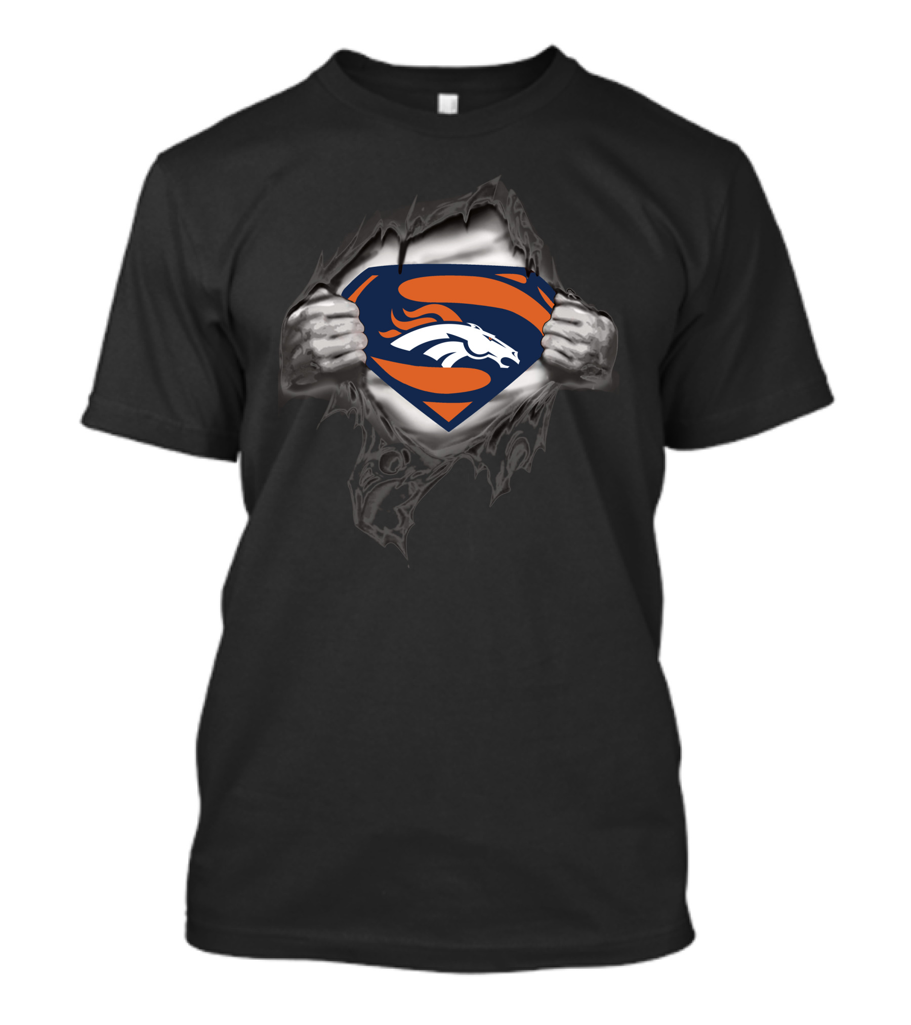 Denver Broncos Superman Logo With Ripped Chest T-Shirt