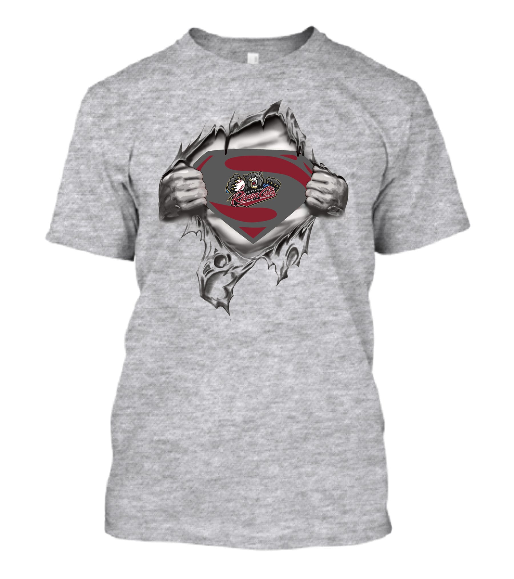 Sacramento River Cats Superman Logo Tear Revealed T-Shirt