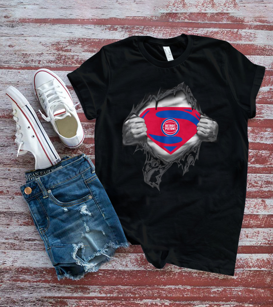 Detroit Pistons Superman Emblem Reveal Tear T-Shirt