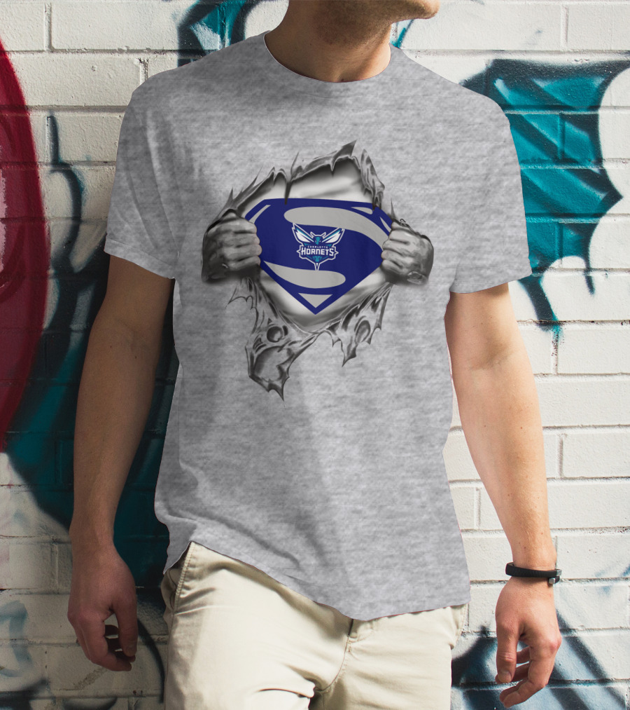 Charlotte Hornets Superman Logo Burst T-Shirt