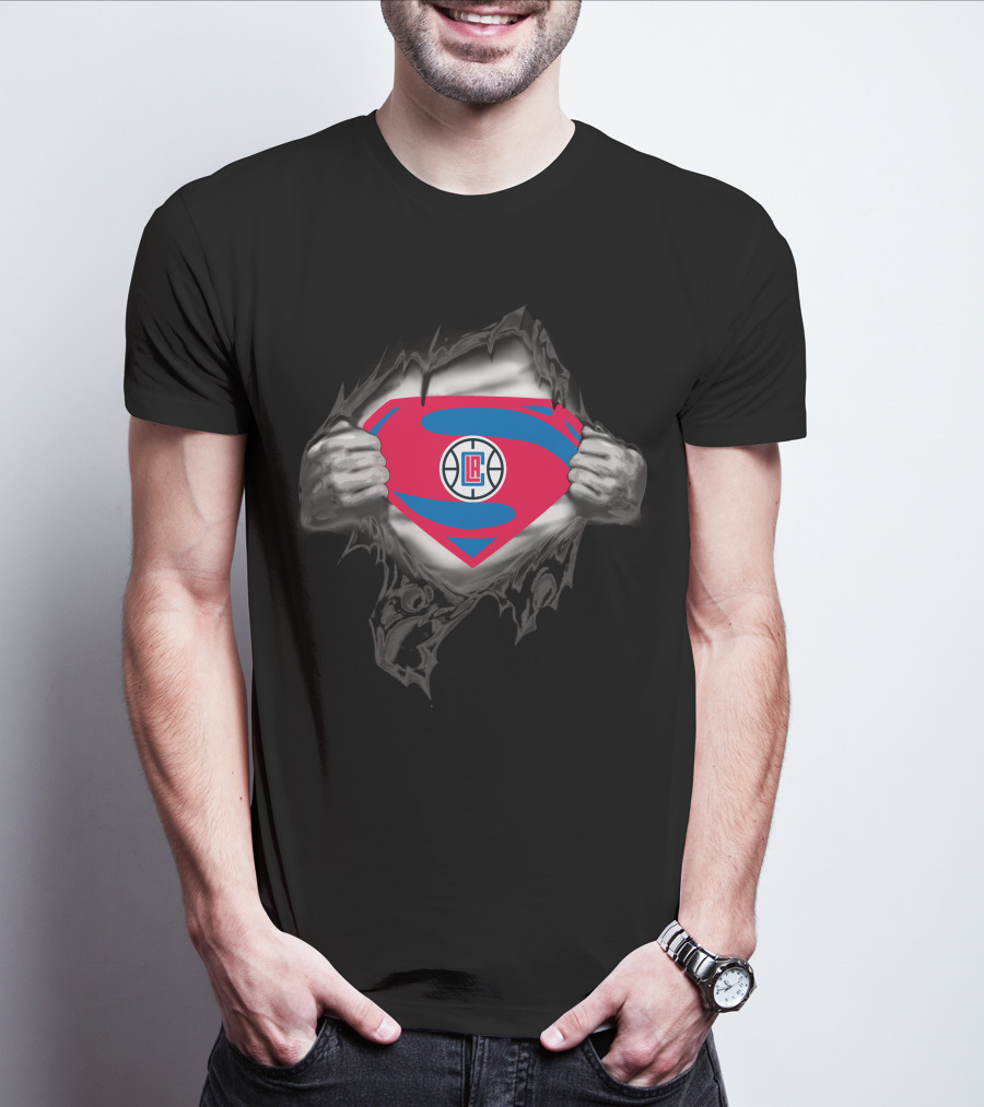 Los Angeles Clippers Super Man Logo Emblem Reveal T-Shirt