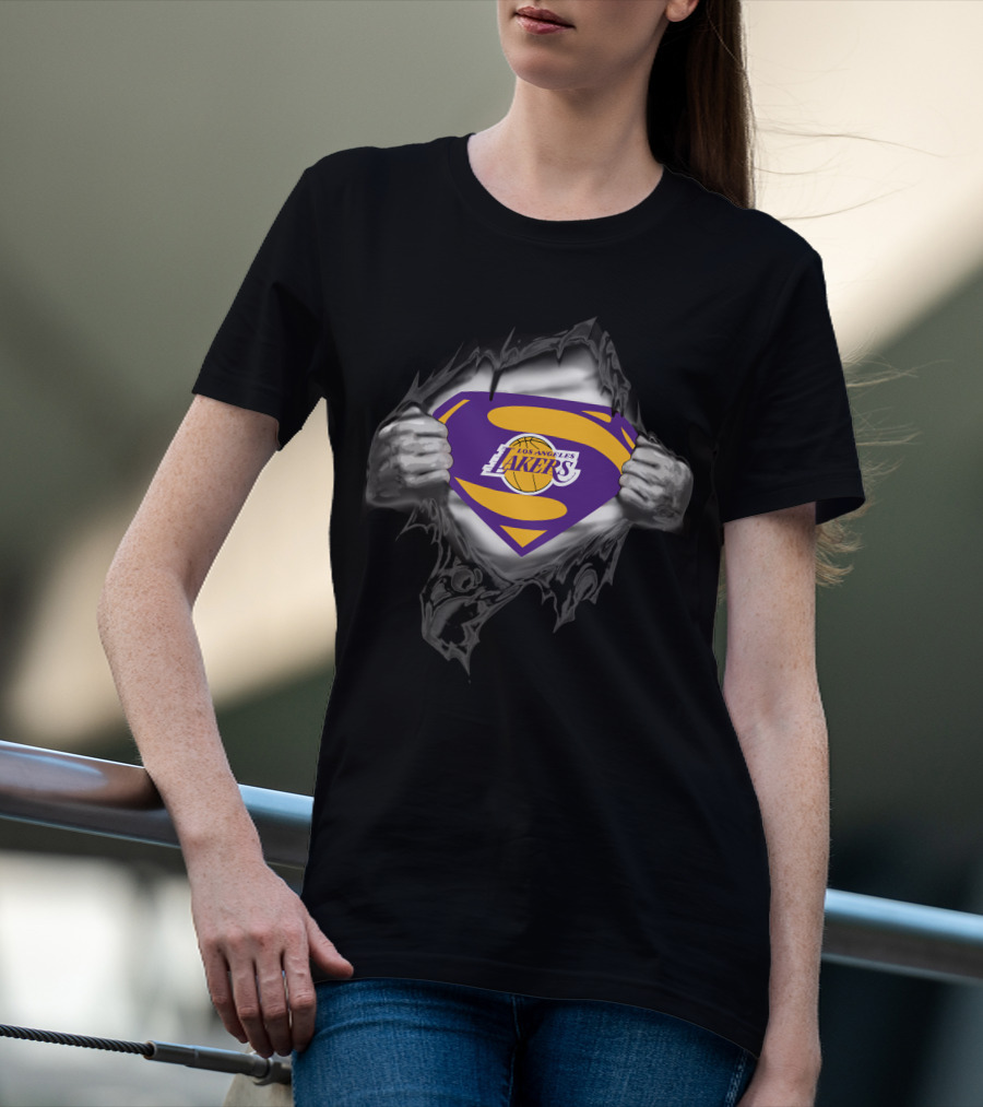 Los Angeles Lakers Superman Logo Basketball Superhero T-Shirt