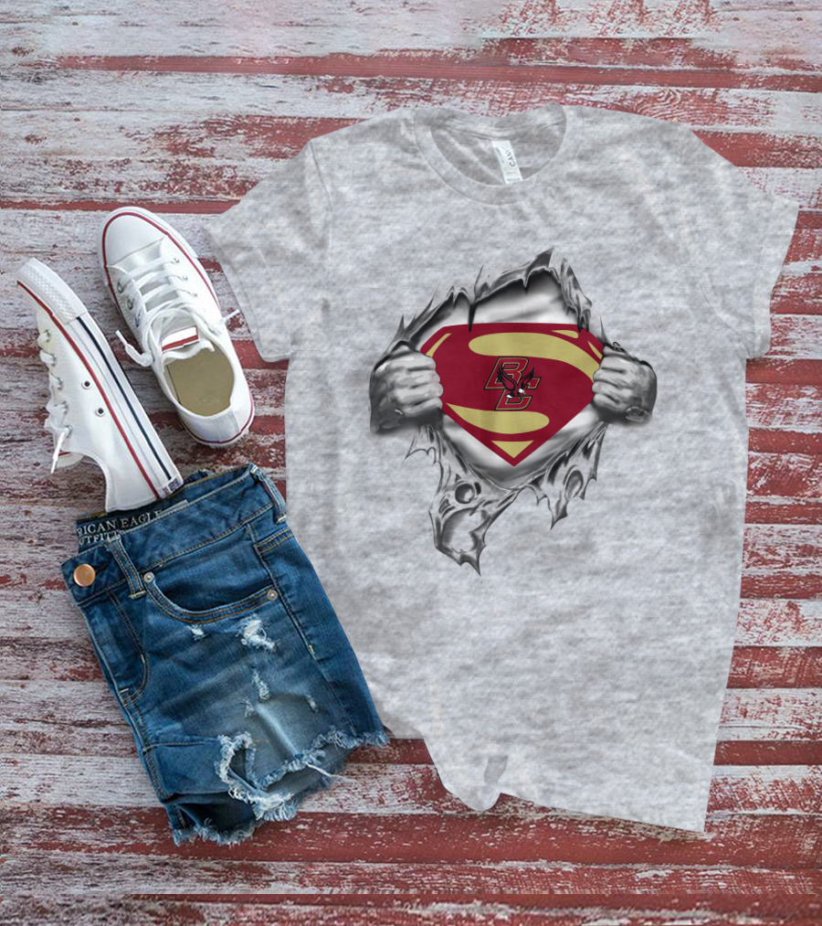 Boston College BC Superman Logo Ripped Chest T-Shirt