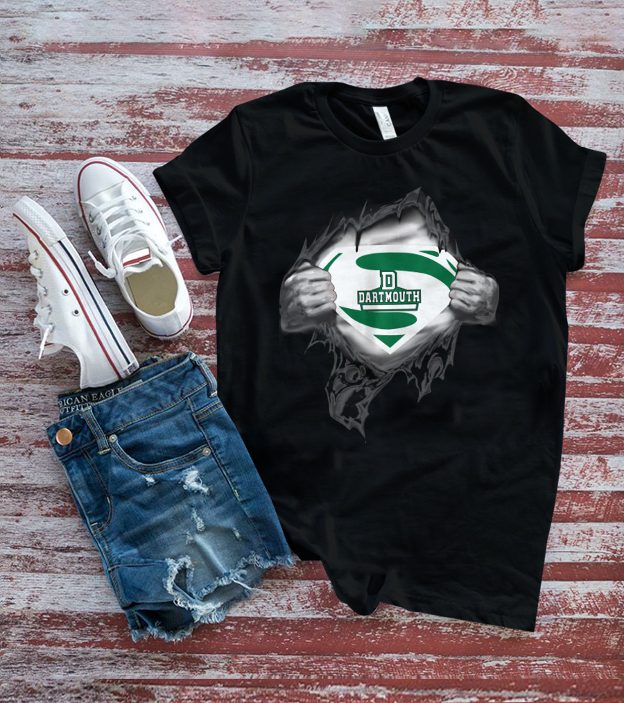 Dartmouth Super D Logo Shield Ripping Through T-Shirt