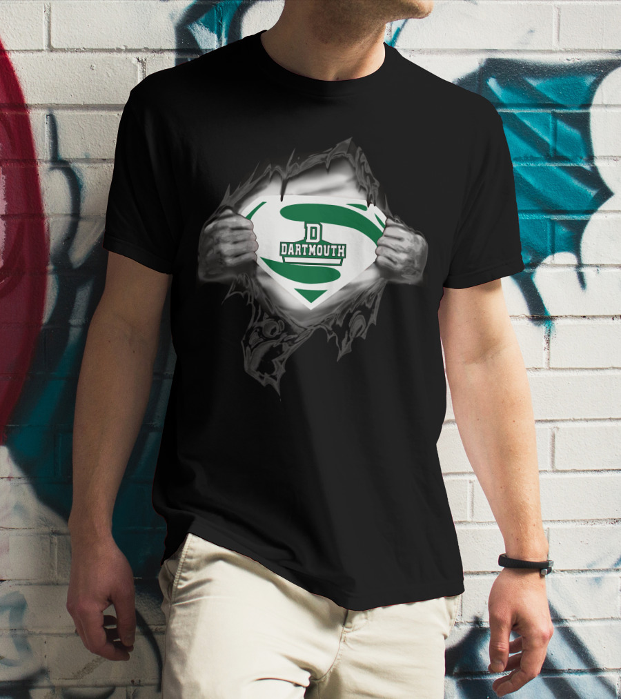 Dartmouth Super D Logo Shield Ripping Through T-Shirt