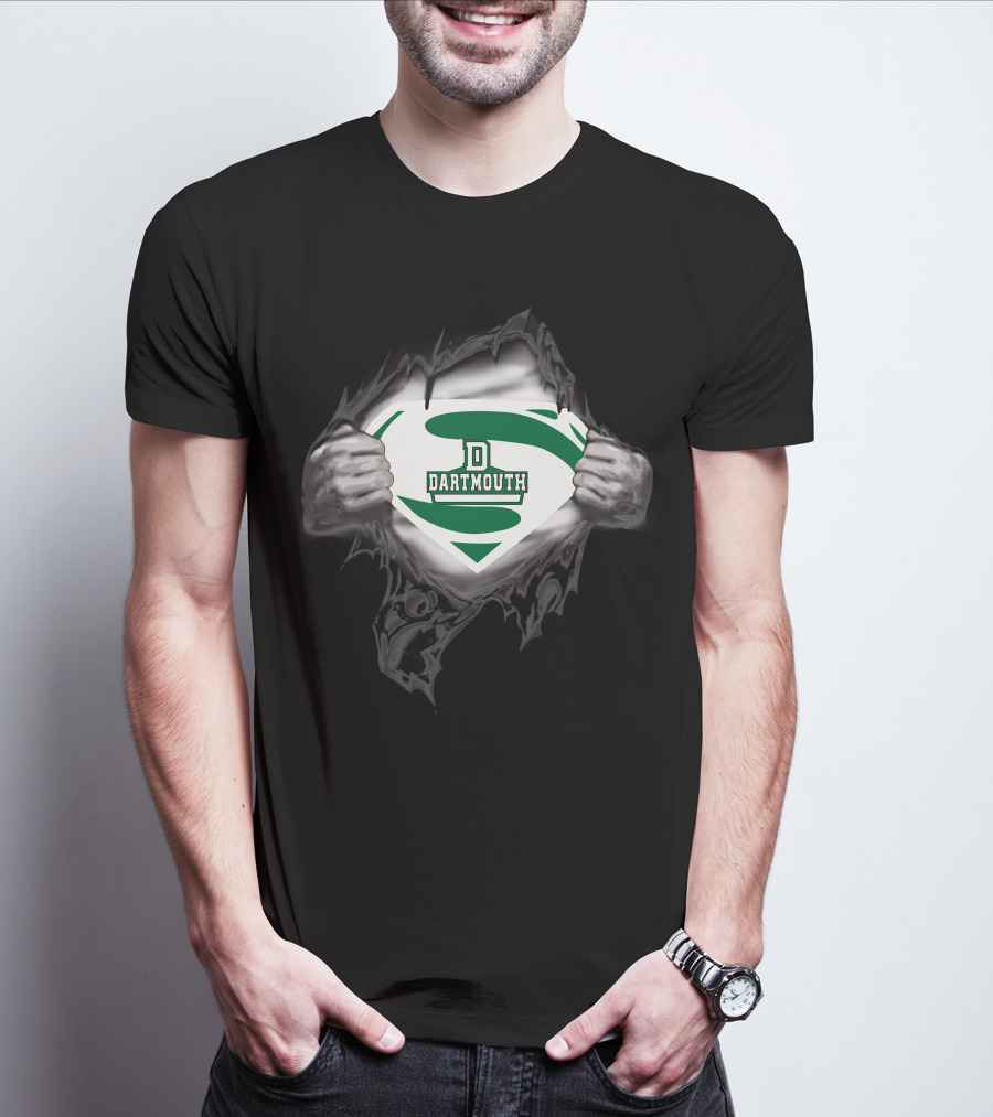 Dartmouth Super D Logo Shield Ripping Through T-Shirt