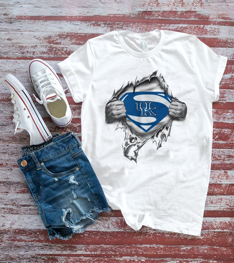 UK Superman Logo Kentucky Graphic Blue Shield T-Shirt