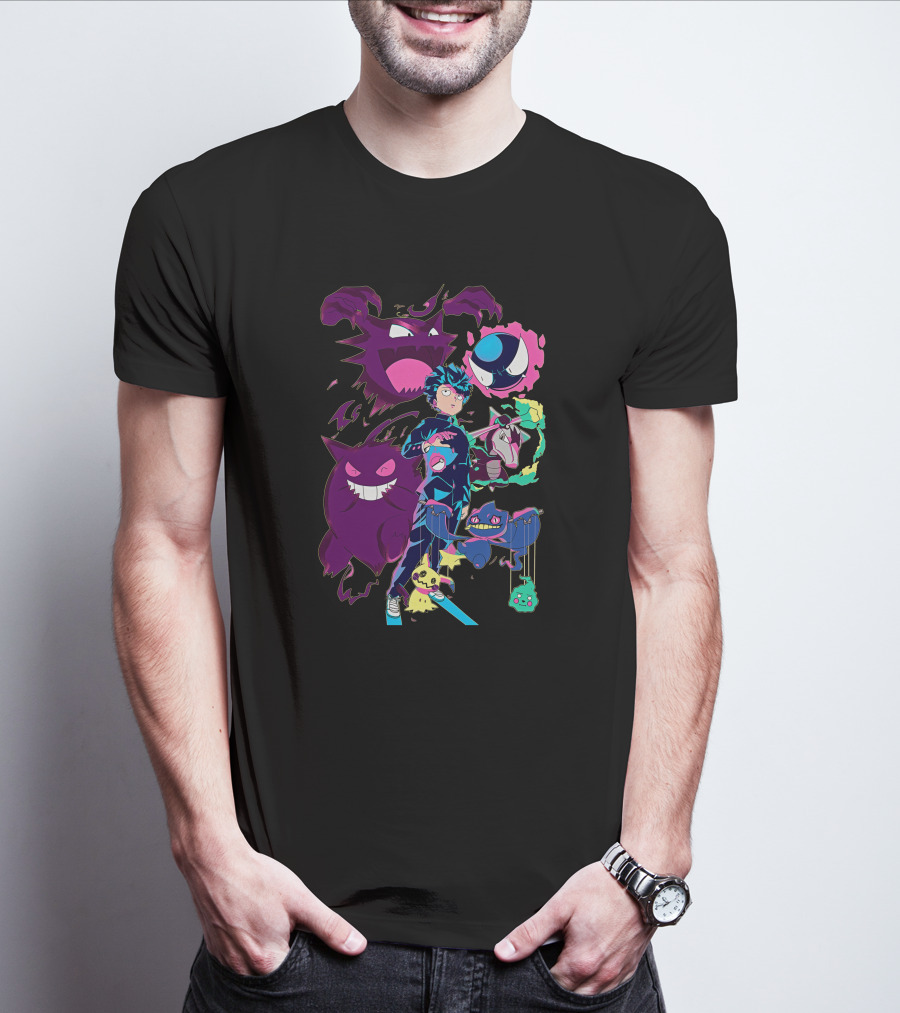 Jelly89 Limitee Pokemob Anime Character With Ghostly Creatures T-Shirt