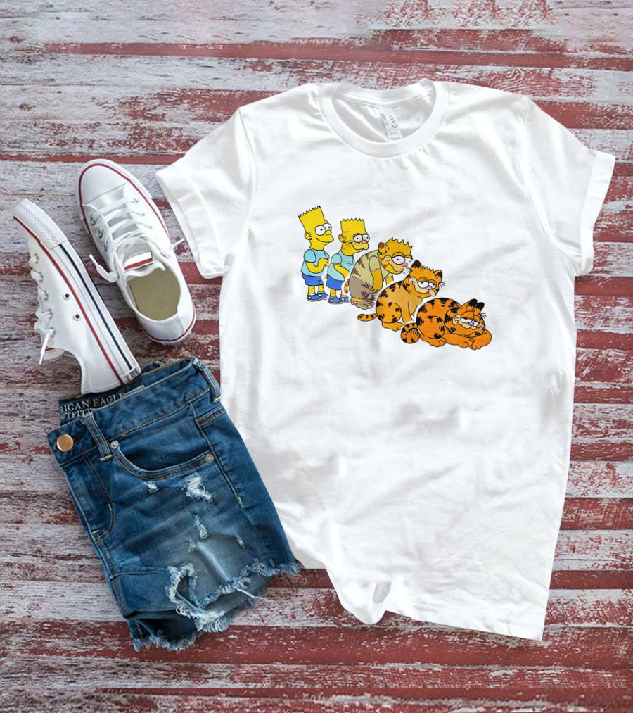 Bart Simpson Garfield Evolution Steps T-Shirt