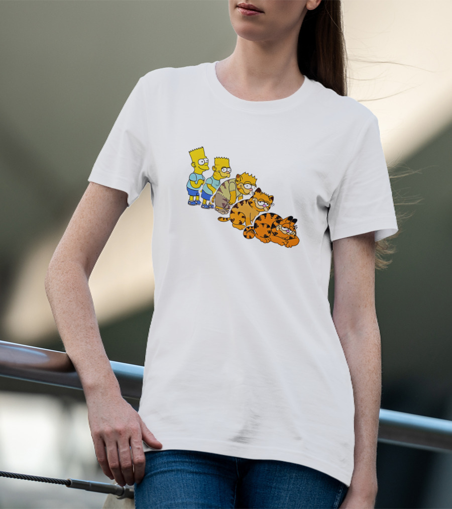 Bart Simpson Garfield Evolution Steps T-Shirt