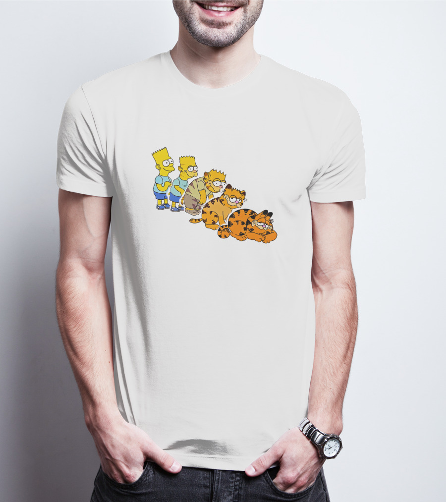 Bart Simpson Garfield Evolution Steps T-Shirt