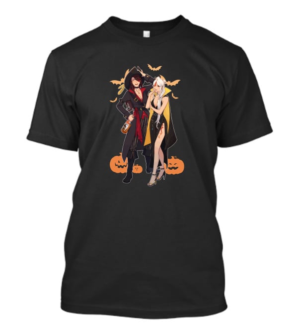 Twee Teez Halloween Couple With Pumpkins And Bats T-Shirt