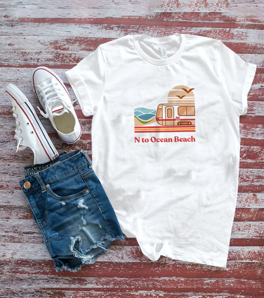 Chrisarvinsf N To Ocean Beach Tram With Scenic Coastline T-Shirt