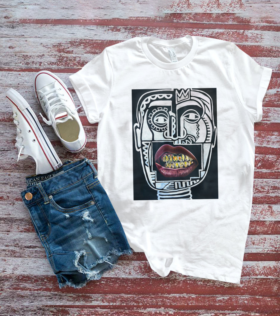 Dooga Culture Champion 2.0 Abstract Face Crown And Gold Teeth T-Shirt