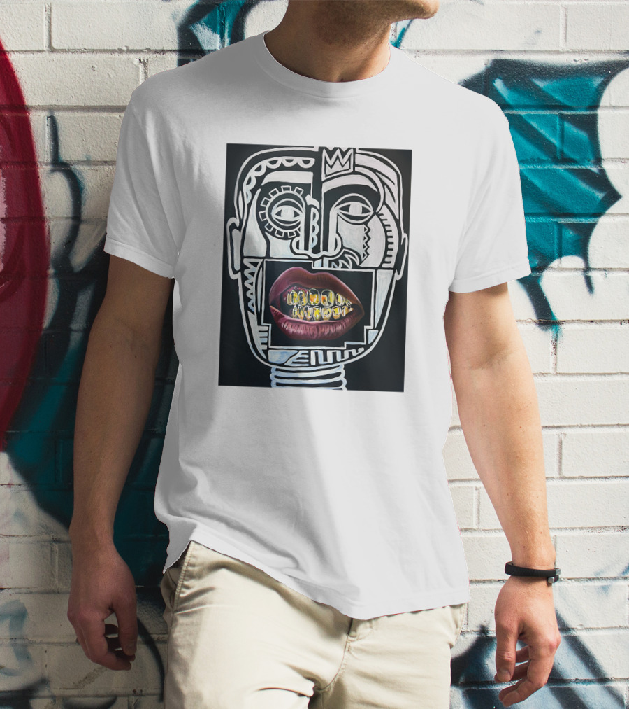 Dooga Culture Champion 2.0 Abstract Face Crown And Gold Teeth T-Shirt