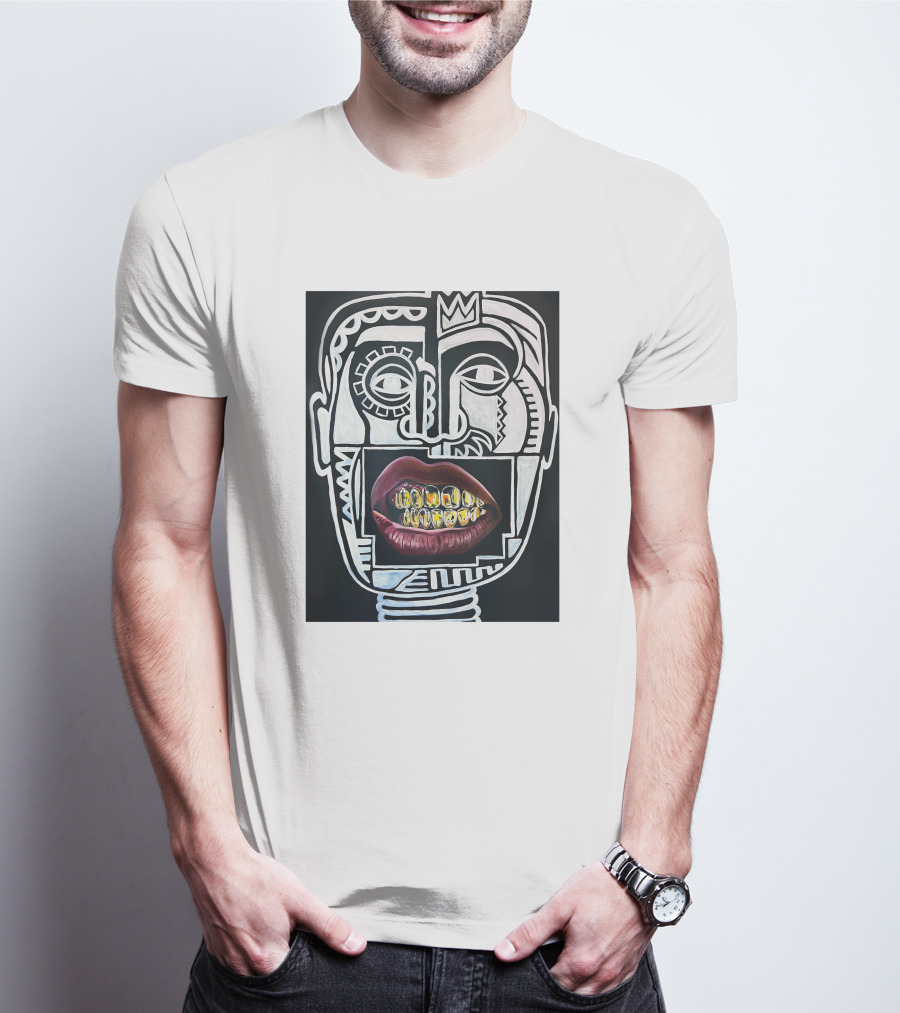 Dooga Culture Champion 2.0 Abstract Face Crown And Gold Teeth T-Shirt