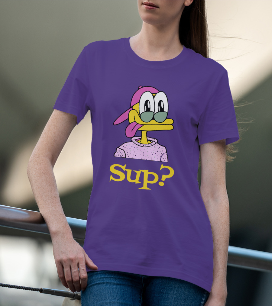 Nft Sup Ducks Purple Background Retro Cartoon T-Shirt