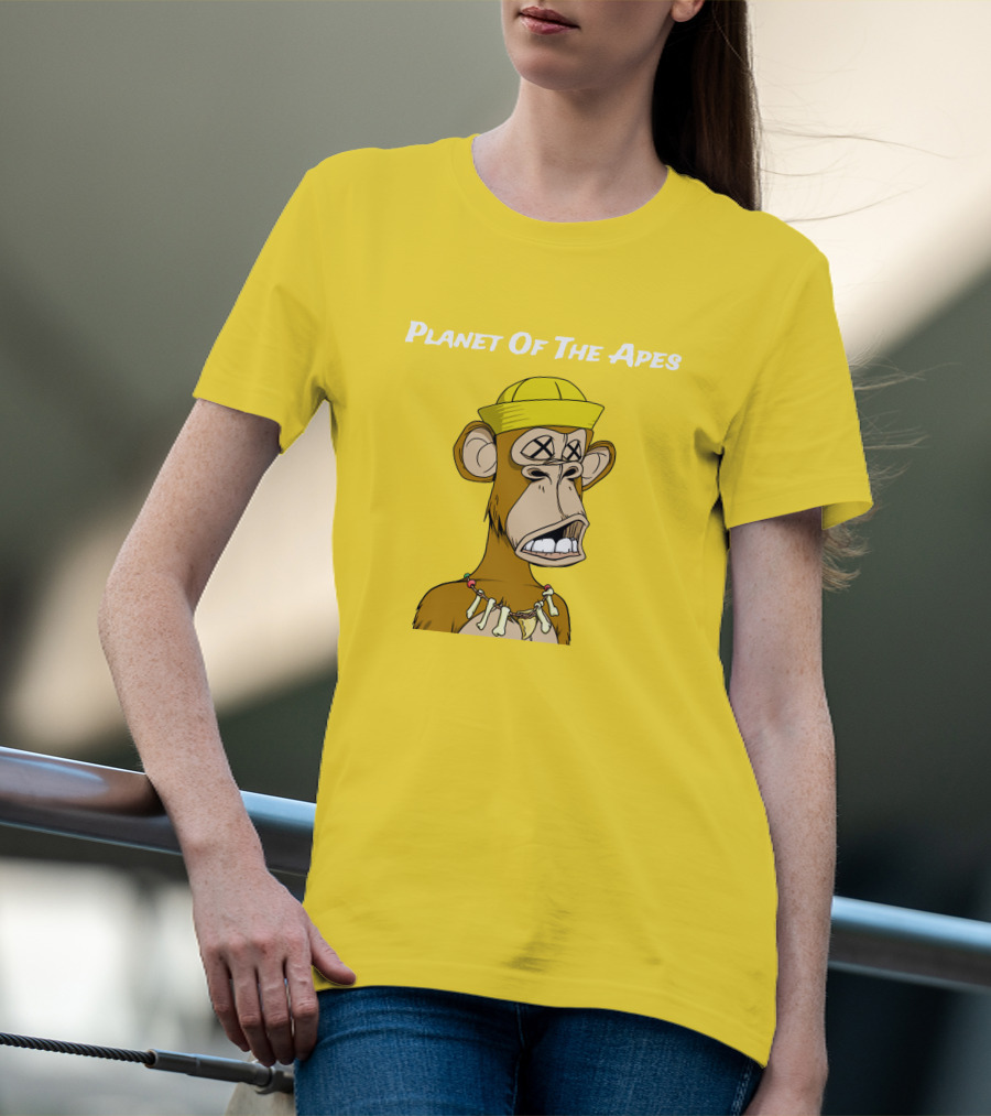 Planet Of The Apes NFT Style Yellow Hat Cross-Eyed Ape T-Shirt