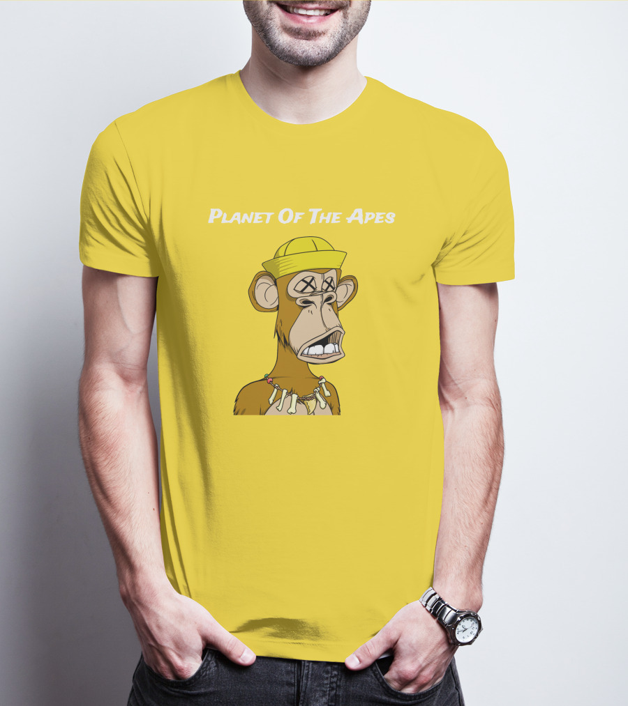 Planet Of The Apes NFT Style Yellow Hat Cross-Eyed Ape T-Shirt