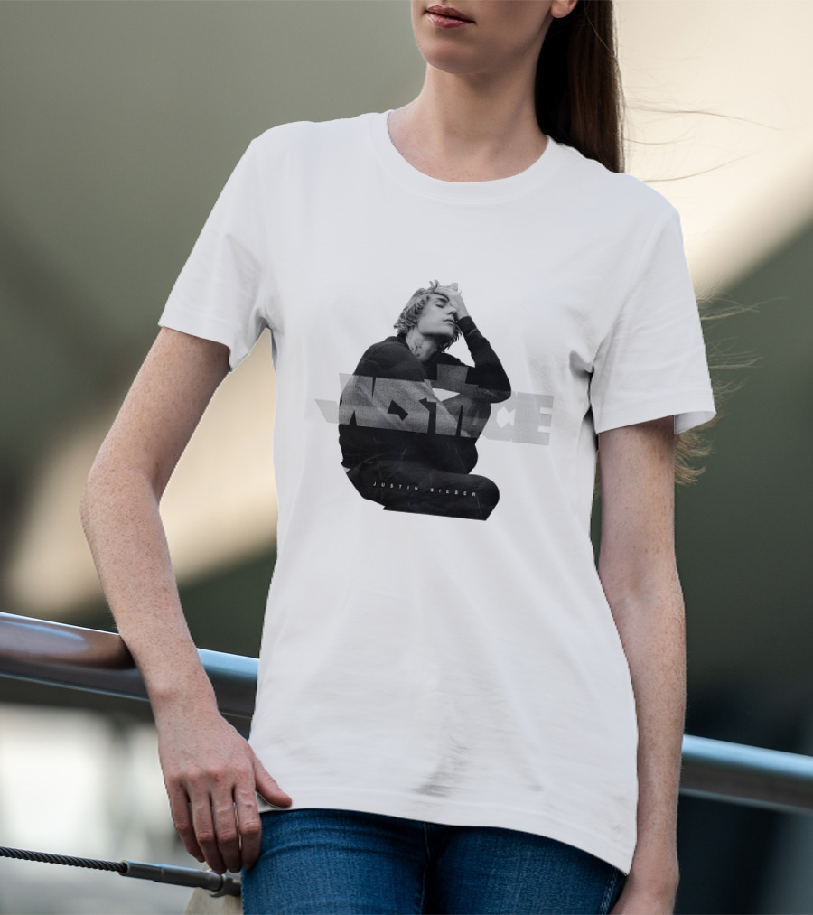 Justin Bieber Justice Album Cover Black And White Image T-Shirt