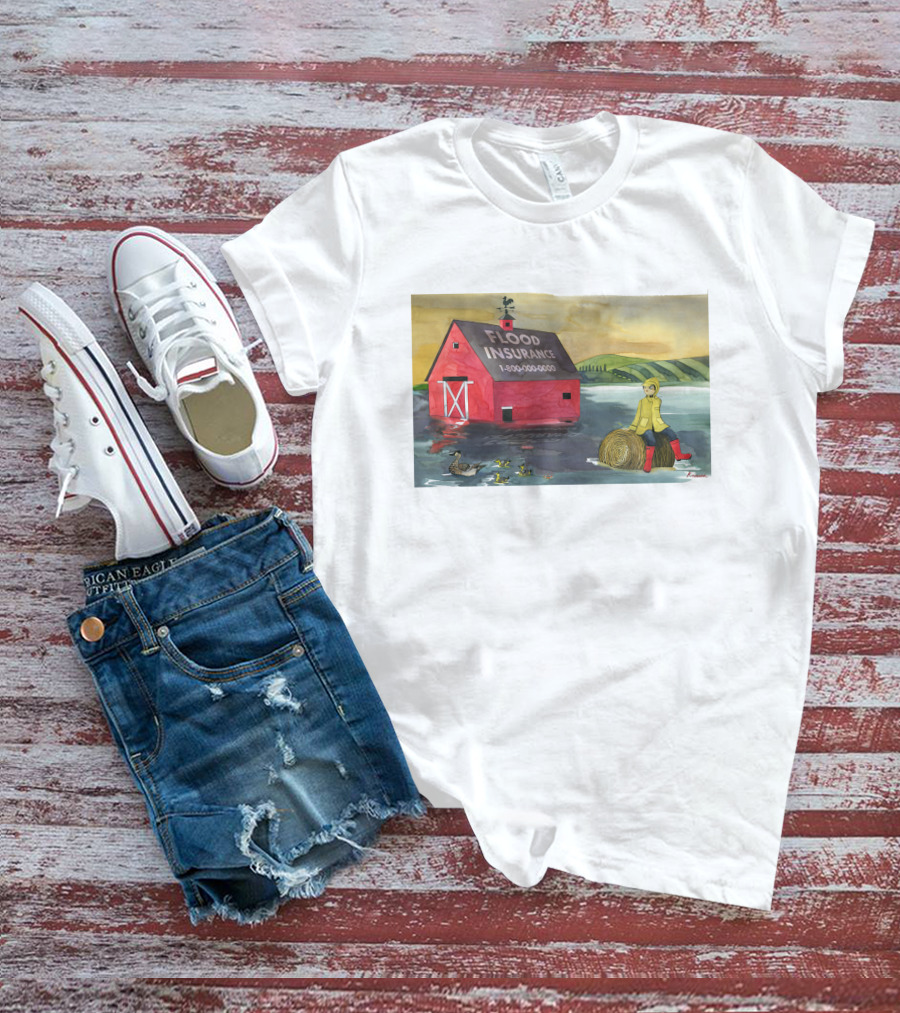 Trisha Krauss Hurricane Ida Flooded Her Maplewood Flood Insurance Barn Ducks Haystack T-Shirt