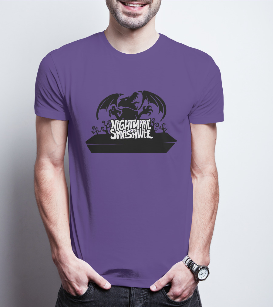 Nightmare On Smashville Purple Design Featuring Dragon And Tiny Syd Halloween T-Shirt