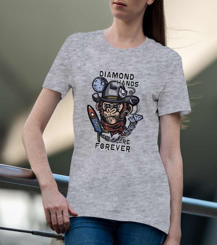 Diamond Hands Are Forever Bngo Ape Cowboy Space Rocket T-Shirt