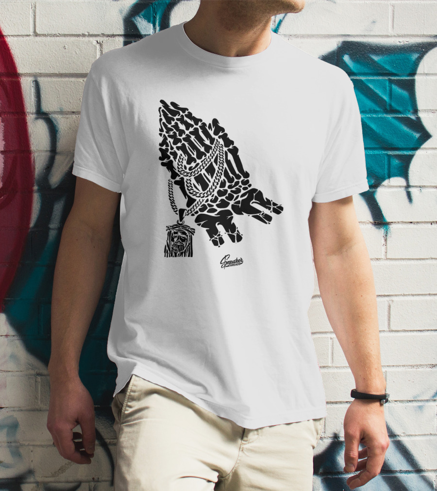 Spreaders Threads Bone Hand Necklace Pray Sneaker T-Shirt