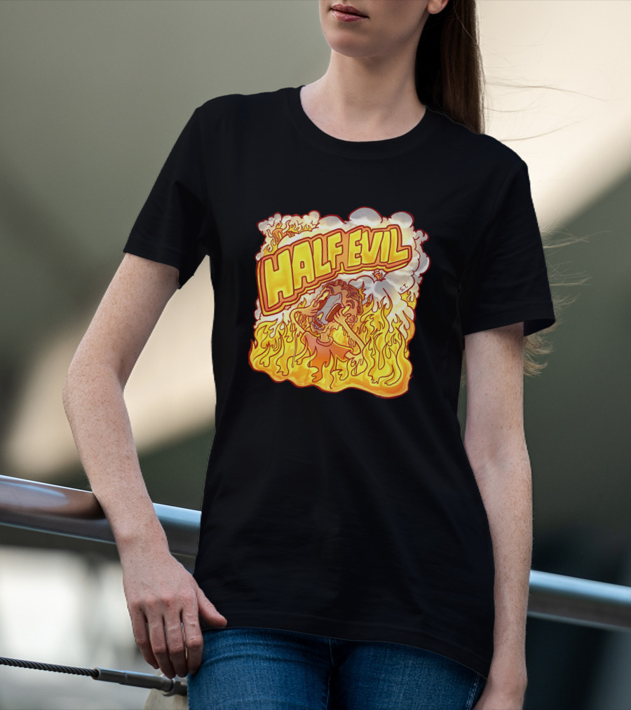 Half Evil 333 Flaming Fire Pit Creature T-Shirt