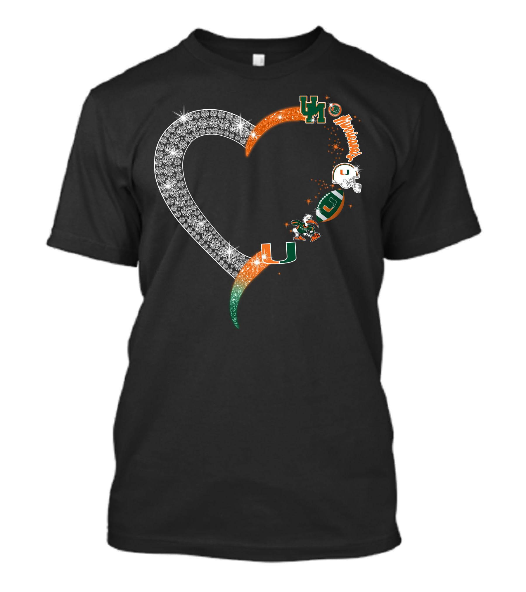 Miami Hurricanes Heart Sparkle U T-Shirt