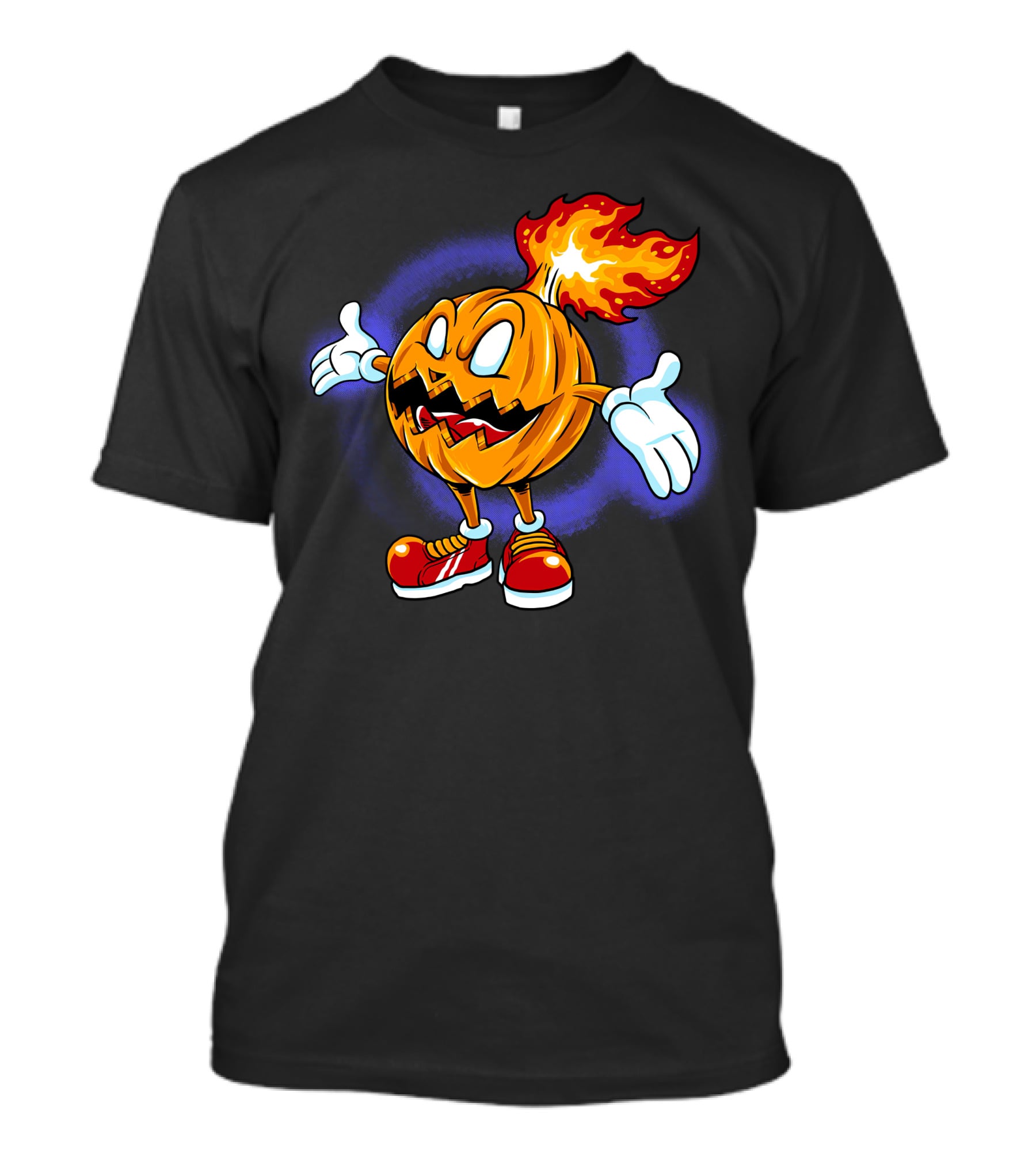 Halloween Pumpkin Fiery Character With Sneakers T-Shirt