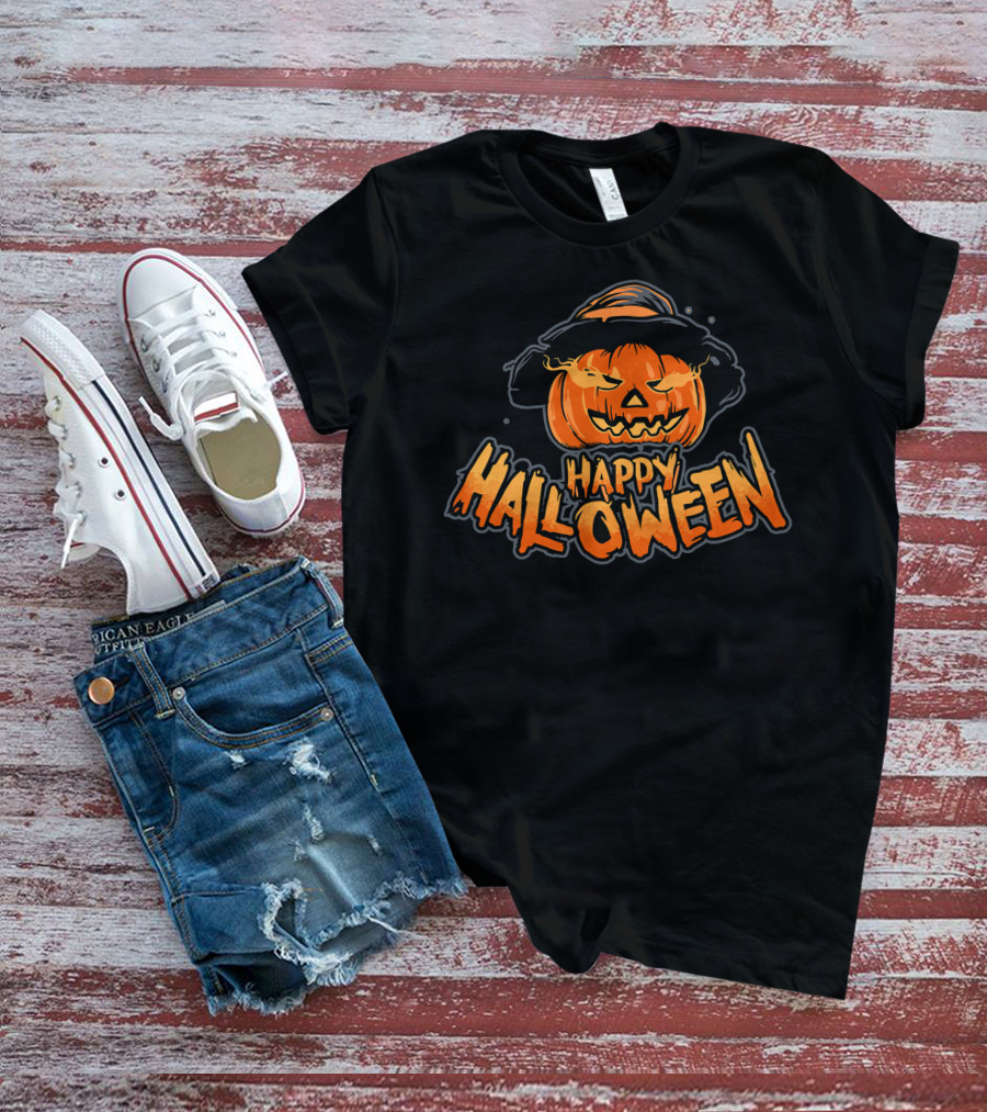 Happy Halloween Pumpkin On Fire T-Shirt