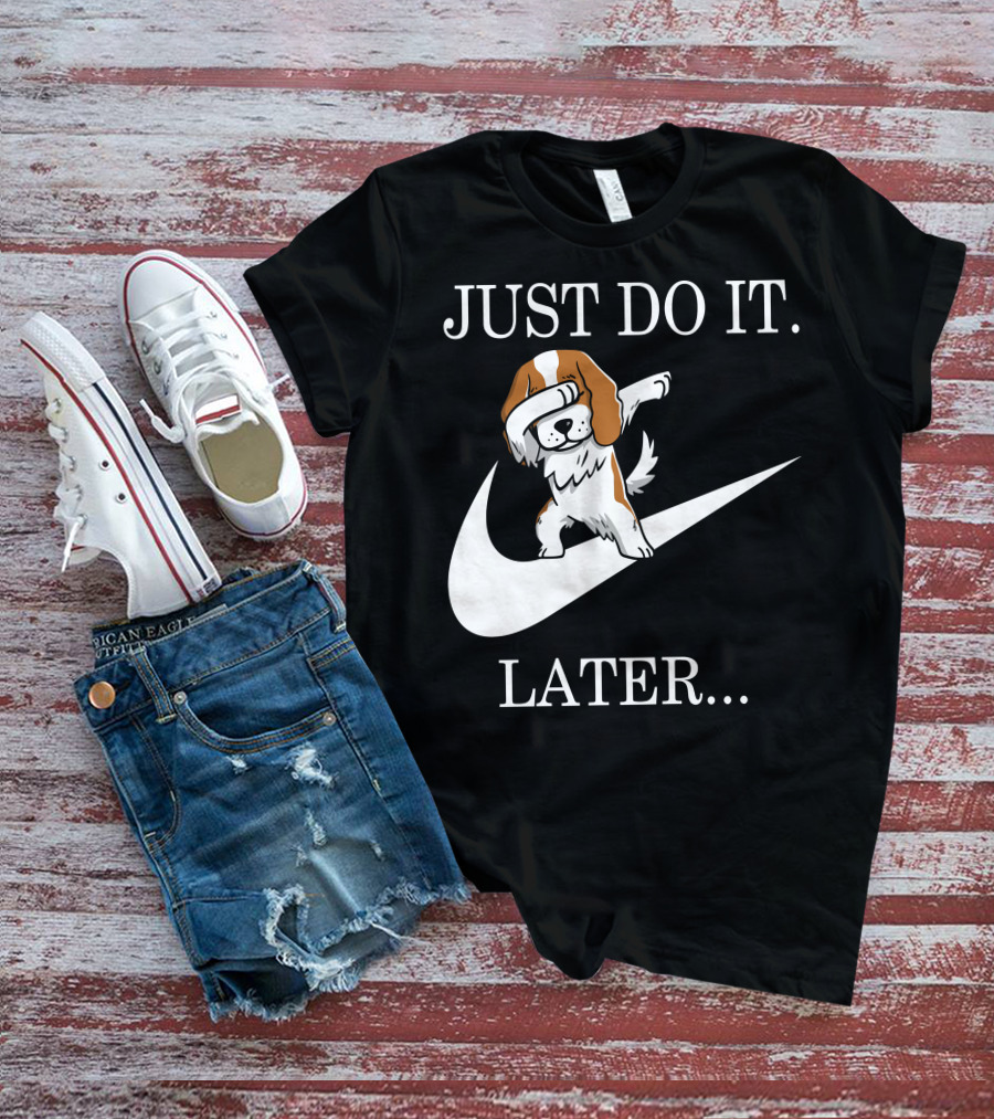 Just Do It Later Dabbing Cavalier King Charles Spaniel Swoosh T-Shirt