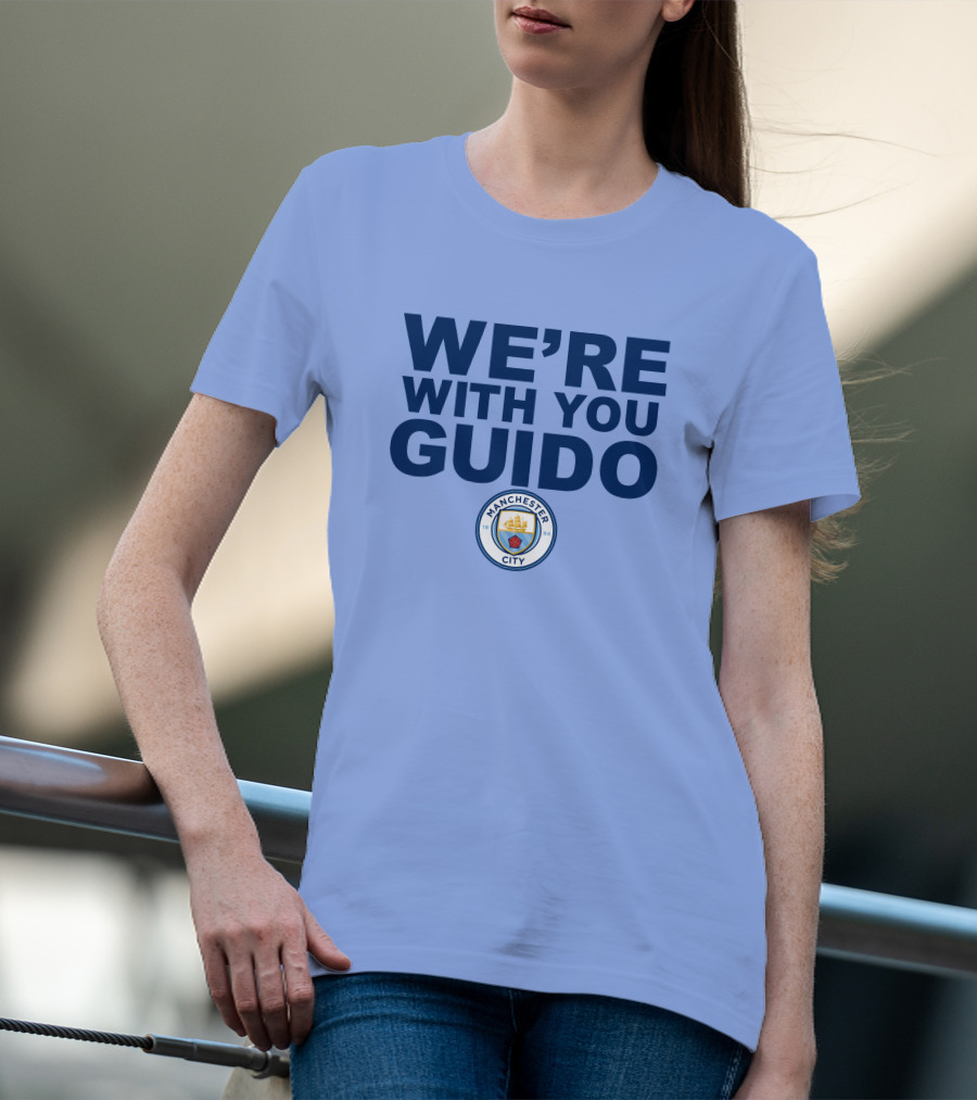 Manchester City We're With You Guido Support Belgian Fan Pep Guardiola Simon Bajkowski T-Shirt