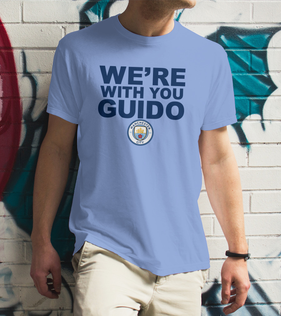 Manchester City We're With You Guido Support Belgian Fan Pep Guardiola Simon Bajkowski T-Shirt