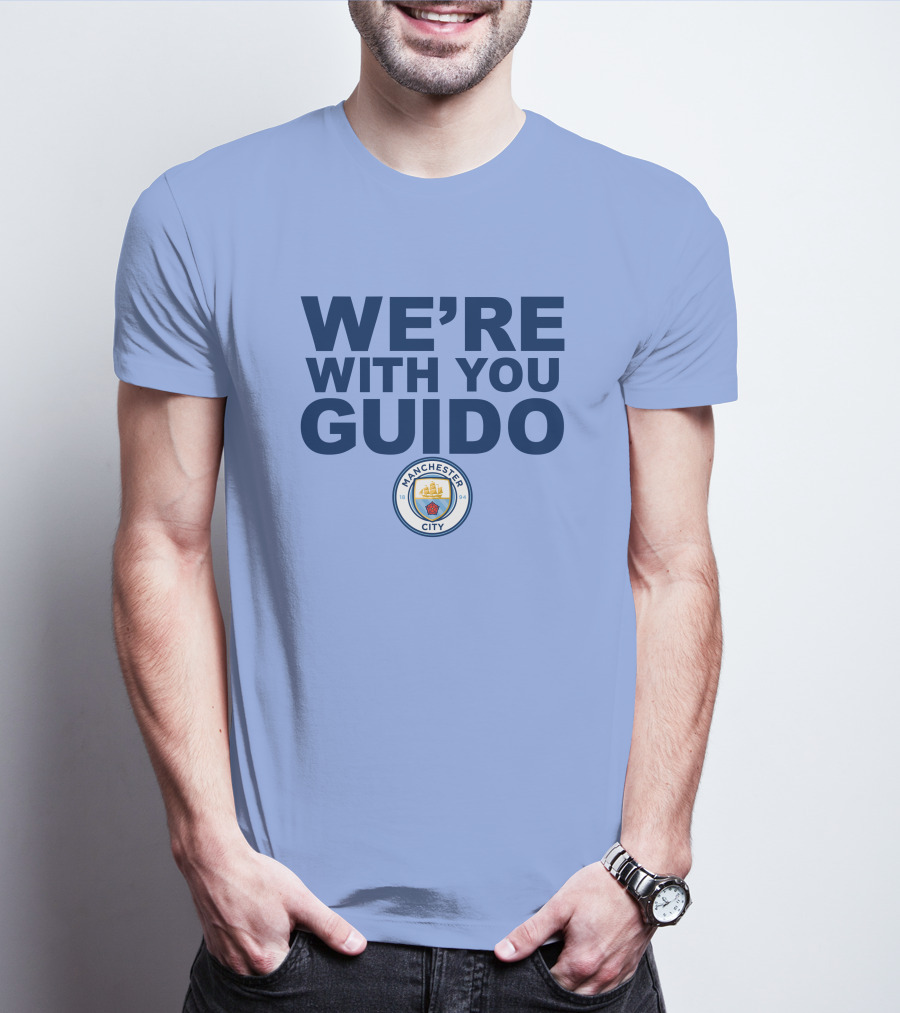 Manchester City We're With You Guido Support Belgian Fan Pep Guardiola Simon Bajkowski T-Shirt