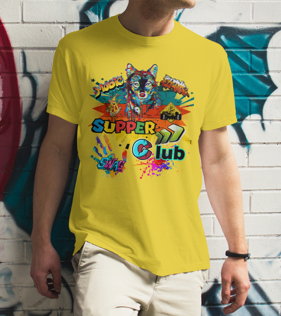 Supper Club Music Swag Street Art Wolf T-Shirt
