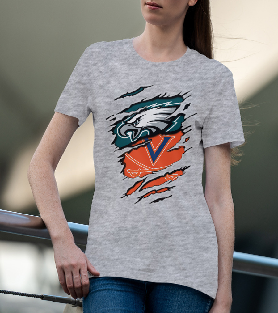 Eagles And Cavaliers Fan Crossover Torn Legacy T-Shirt
